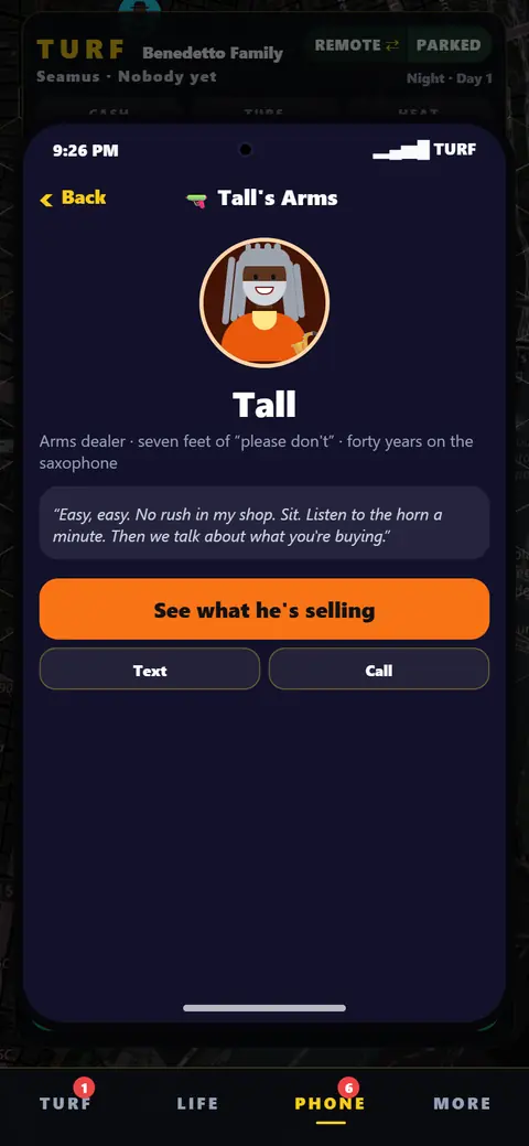 Tall the arms dealer in the Tall's Arms app